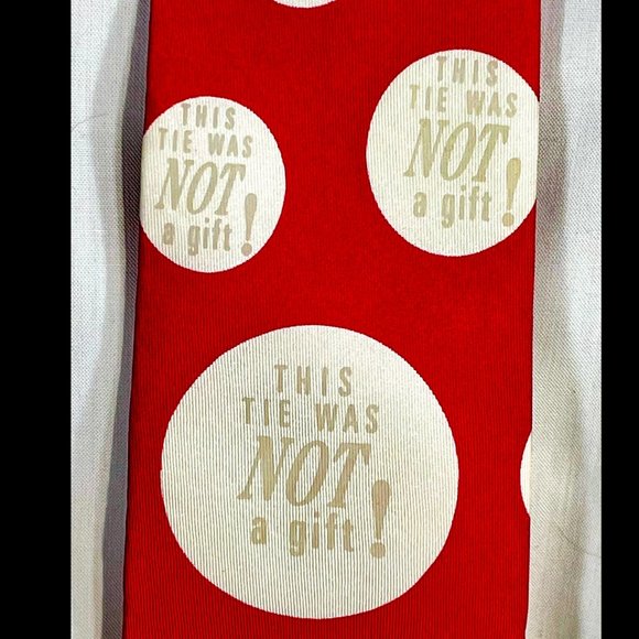▪️VTG▪️EXECUTIVE COLL▪️Polka Dot "This Tie Was Not A Gift" Silk Brocade Tie - Picture 3 of 4